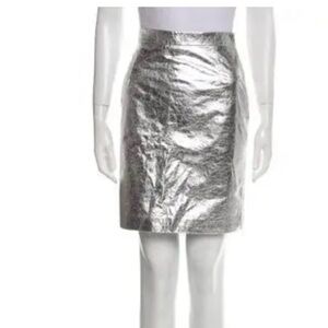 Ralph Lauren Purple Label Metallic Silver Mini Skirt